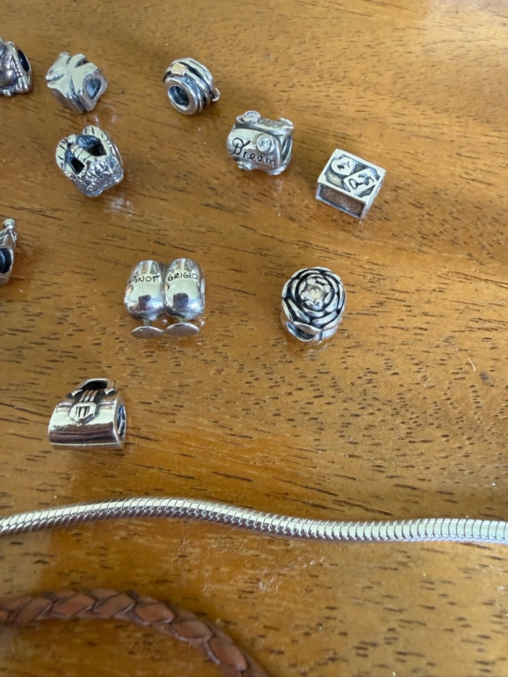 Pandora leather bracelet and Chamila Silver Charm Bracelet with charms - Picture 9 of 10